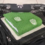 Green Premium Poplin Cotton Embroidered Wax Batik Fabric Set with Dupatta | Aai Rani Boutique