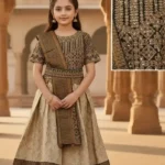 Girls’ Traditional Mehndi Green Pattu Pavadai – Festive & Party Wear Outfit