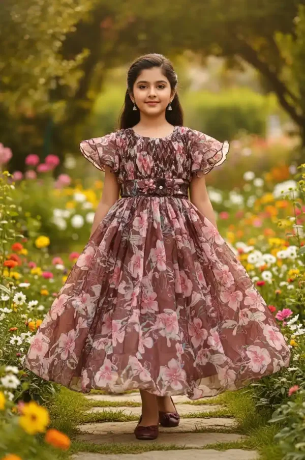 Stylish Coffee Brown Kids’ Gown | Party & Wedding Wear