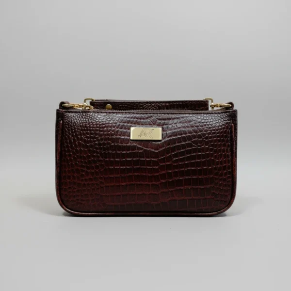 Genuine Brown Crocodile-Embossed Leather Handbag – Luxury Croc-Effect Women’s Bag