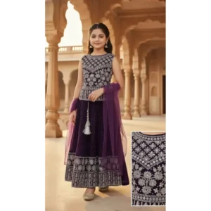 Elegant Deep Purple Embroidered Lehenga Set – Festive & Wedding Wear