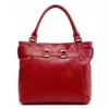 Red Ruby genuine leather tote bag with natural grain texture and premium craftsmanship